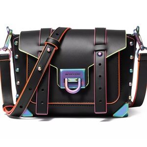 Michael Kors Black Crossbody Bag with Iridescent Hardware and Neon Trim